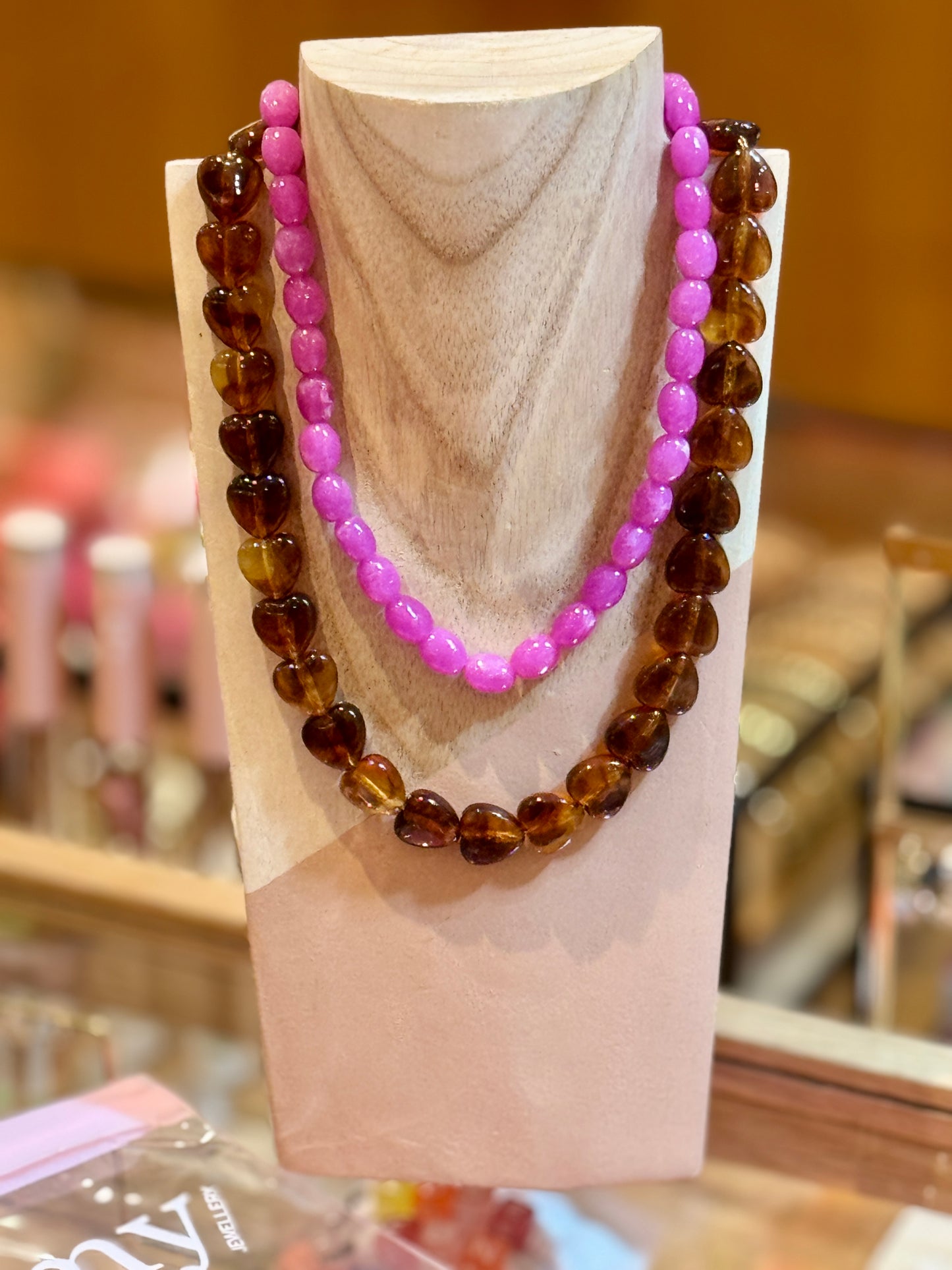 Collier Perles rose