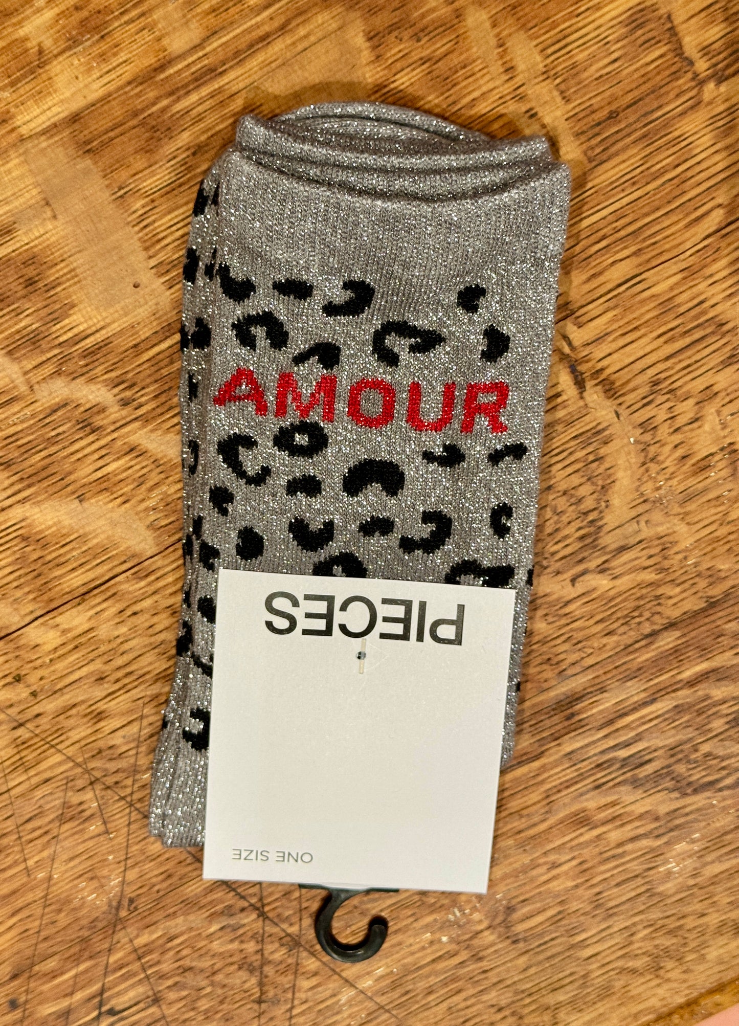 Chaussette à paillettes léopard à message