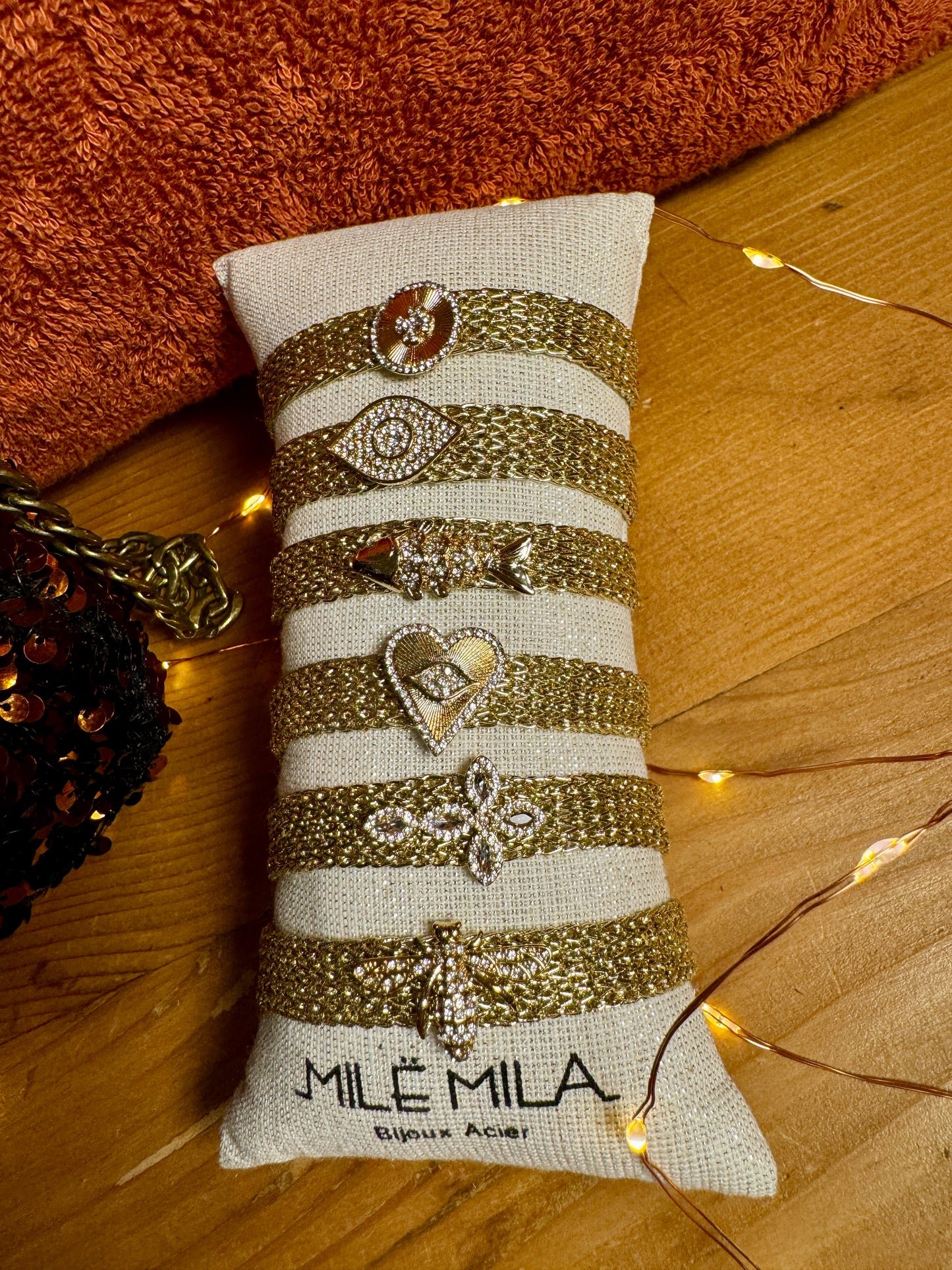 Bracelet Porte Bonheur strass blanc