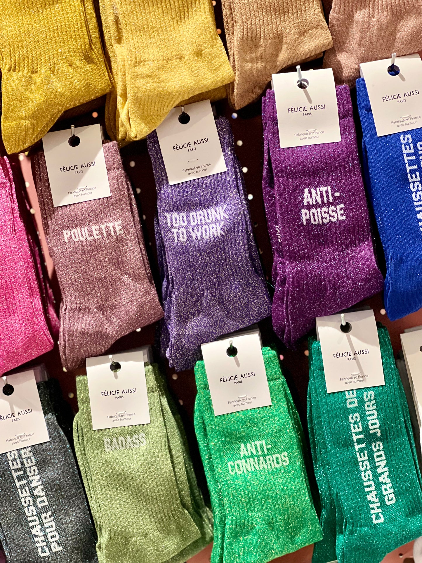 La chaussette paillettes à mots doux