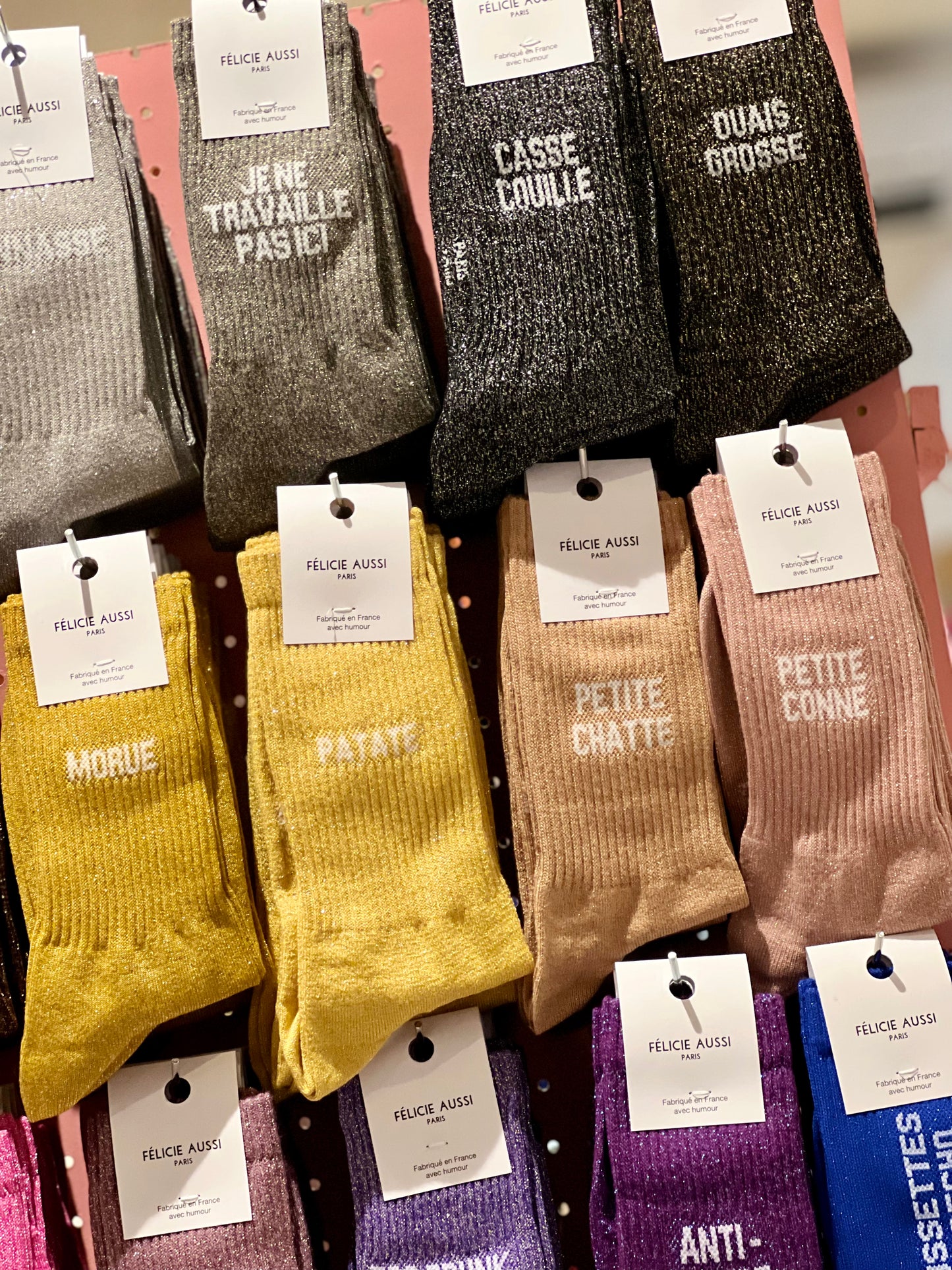 La chaussette paillettes à mots doux