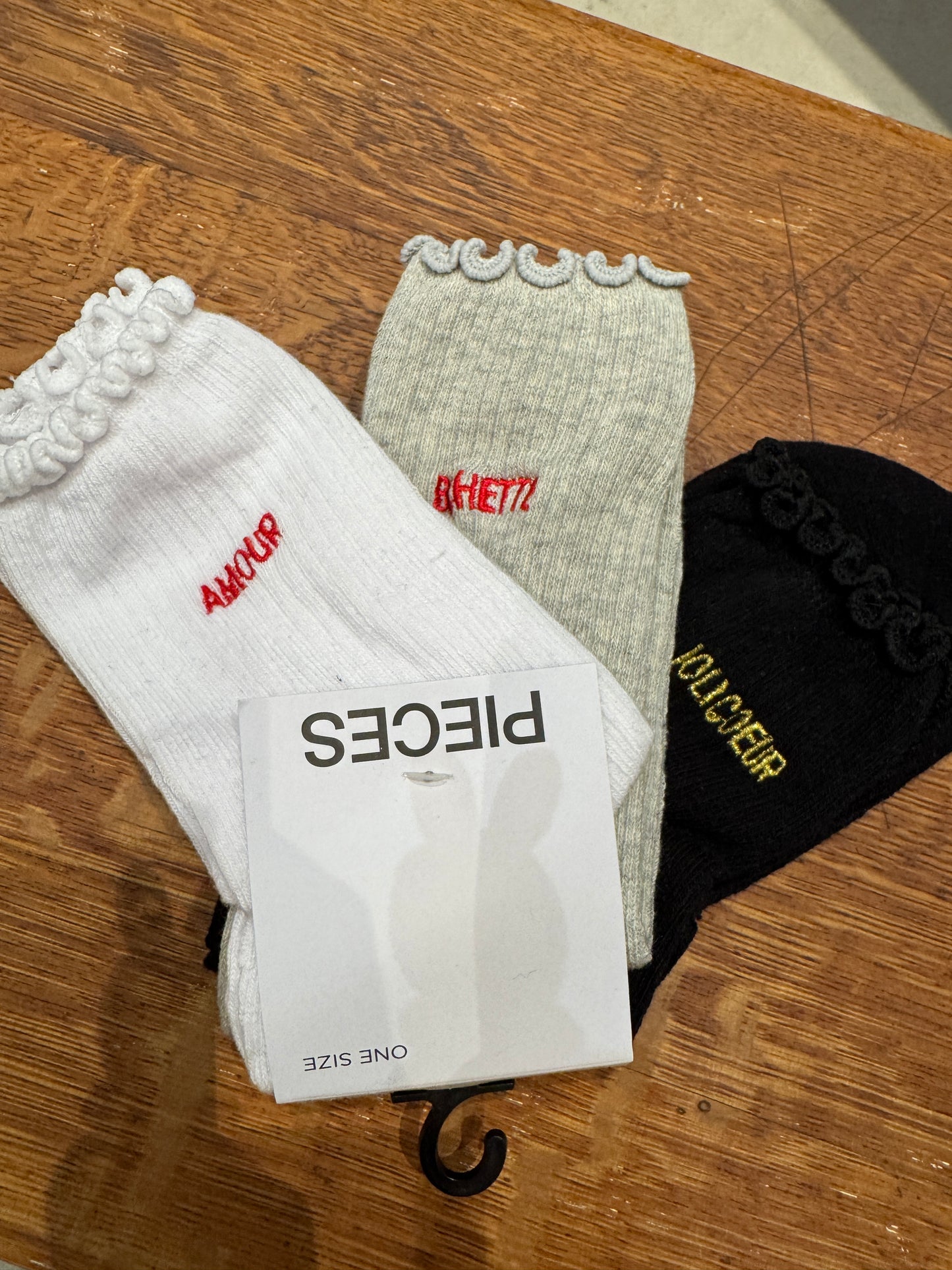 Trio de chaussettes côtelées