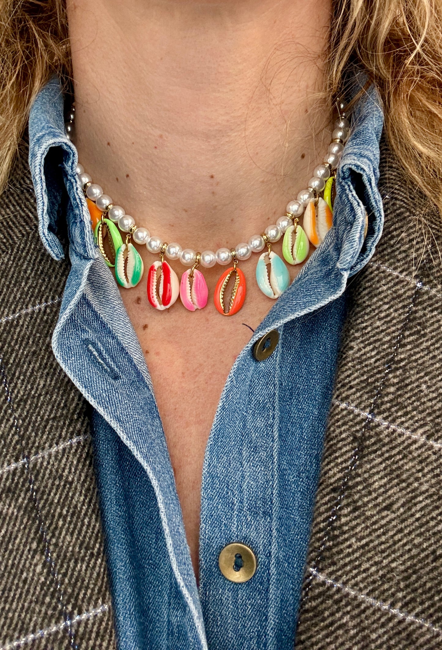Collier Shell perles multico