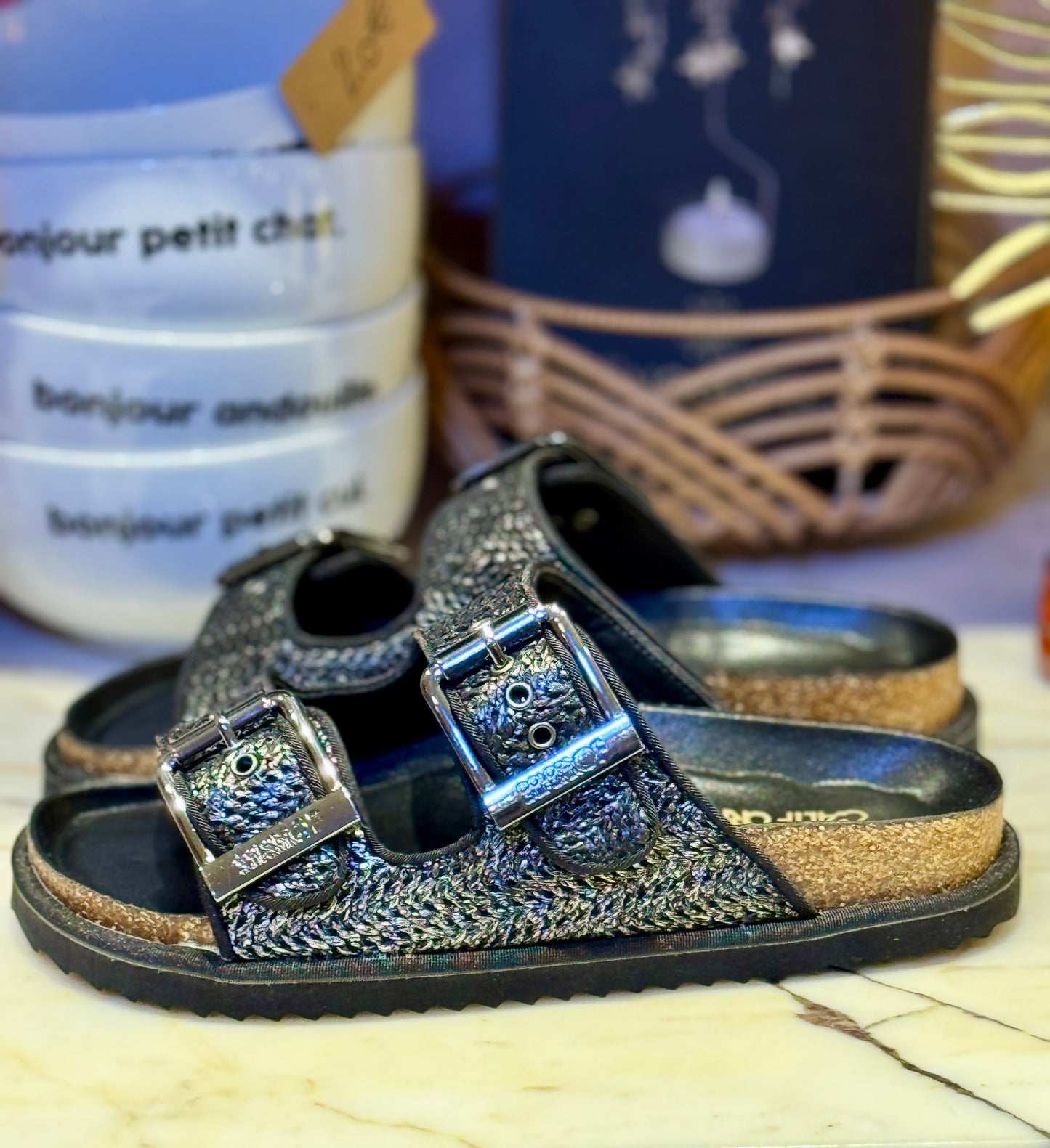 Sandales Rafia gris