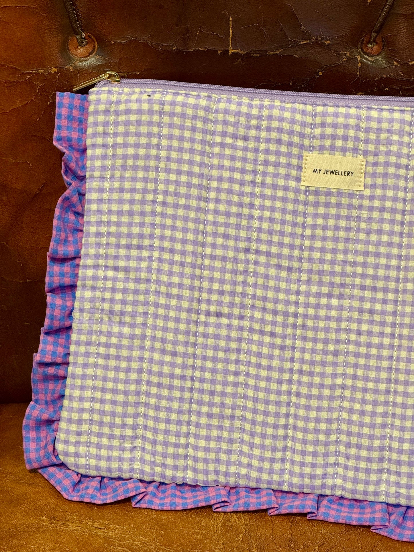 Pochette d'ordi Vichy mauve