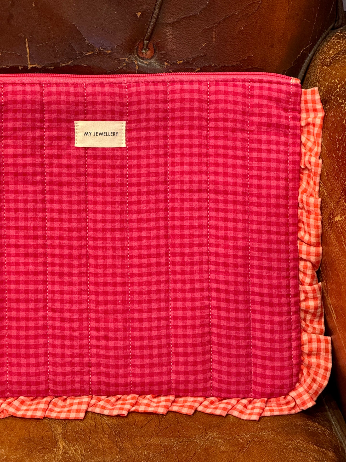Pochette d'ordi Vichy rose
