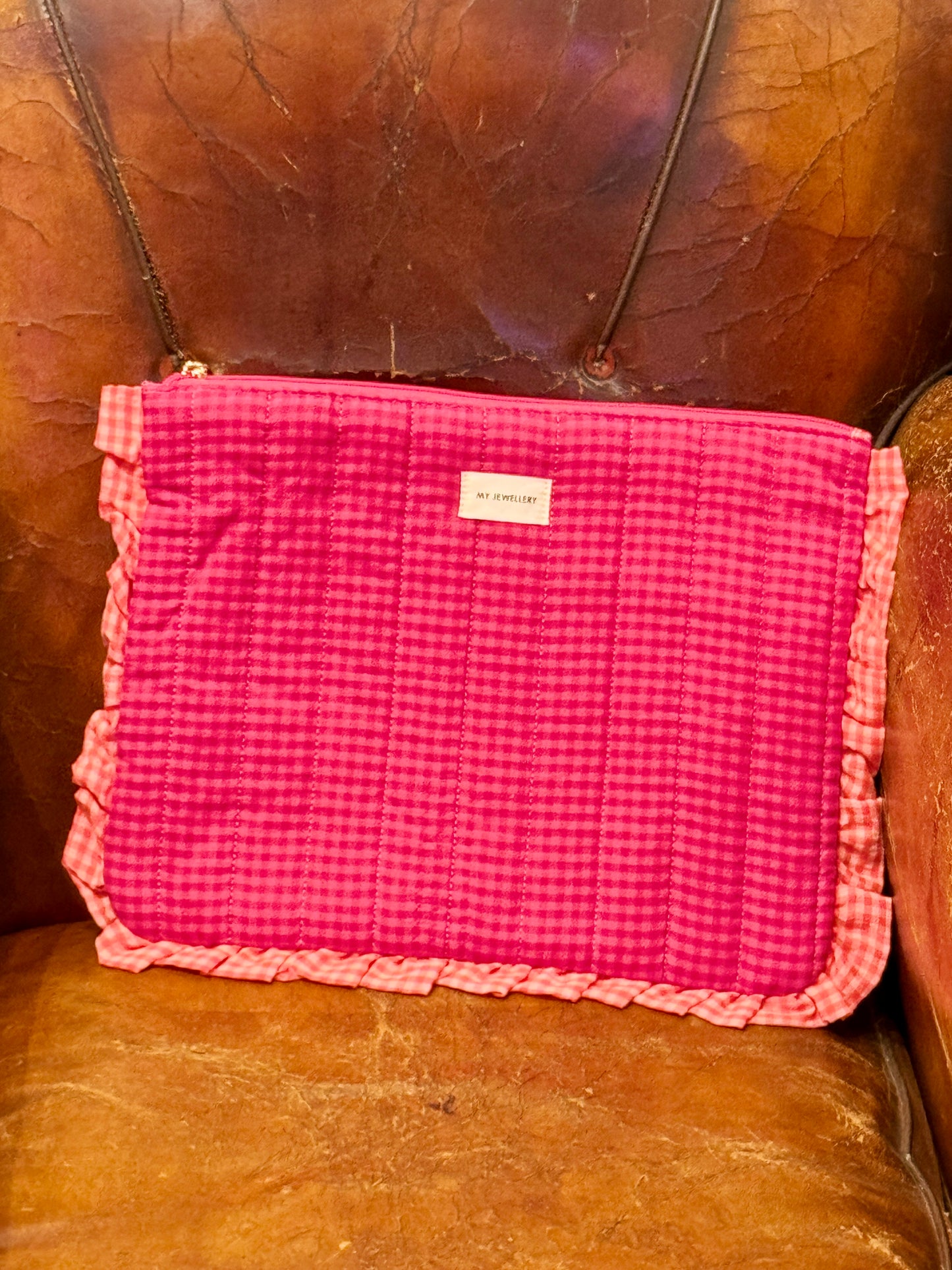 Pochette d'ordi Vichy rose