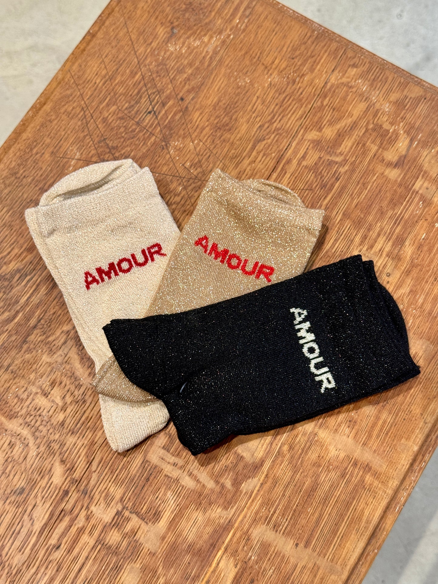 Trio de Chaussettes à paillettes Amour