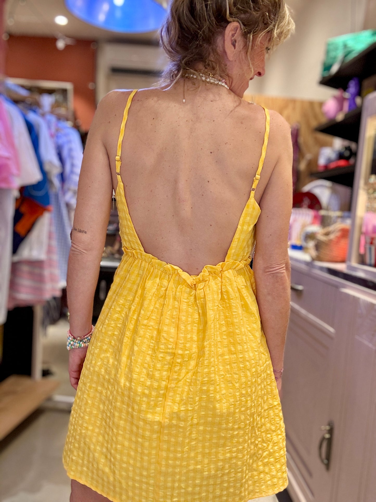 Robe Bardot jaune