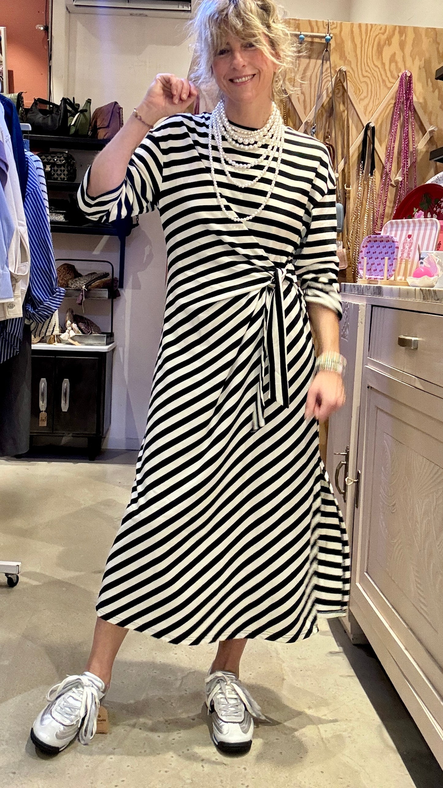 Robe Olive rayée noire