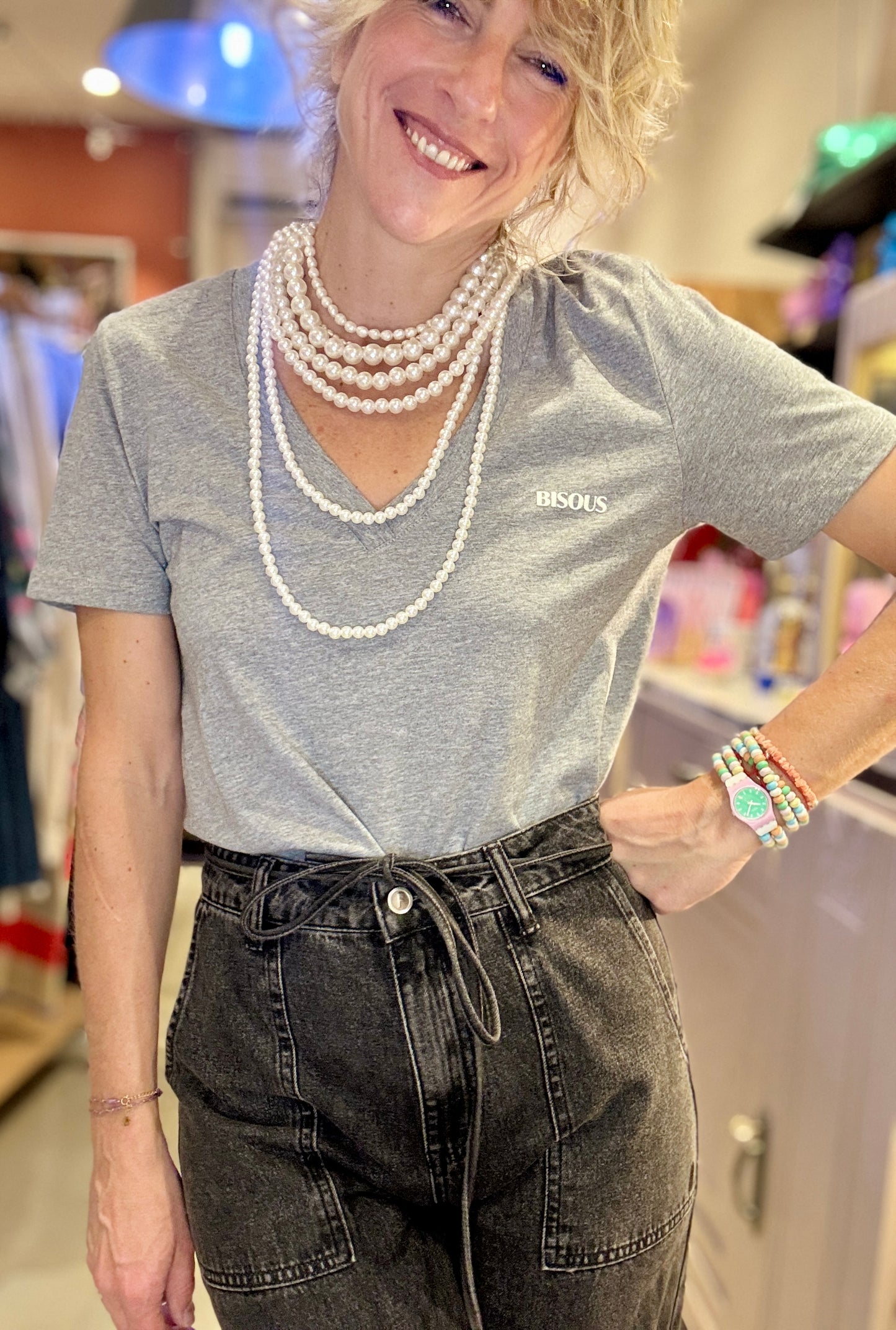 T-shirt Bisous gris