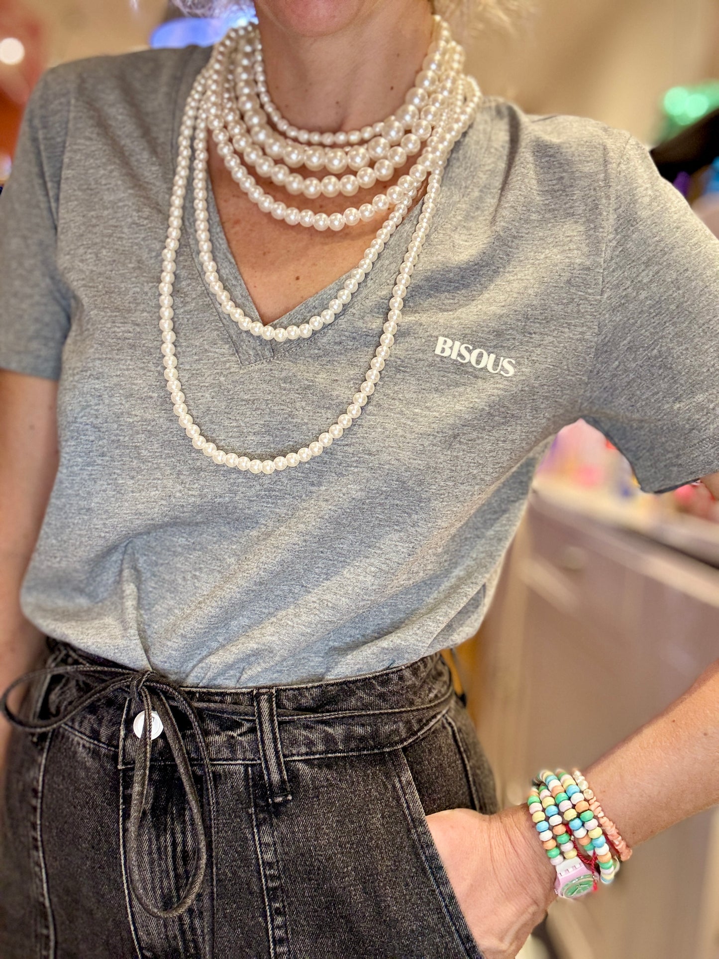 T-shirt Bisous gris