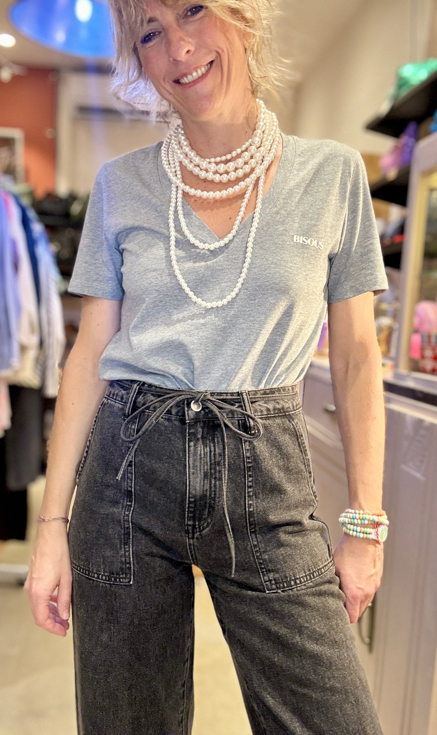 T-shirt Bisous gris