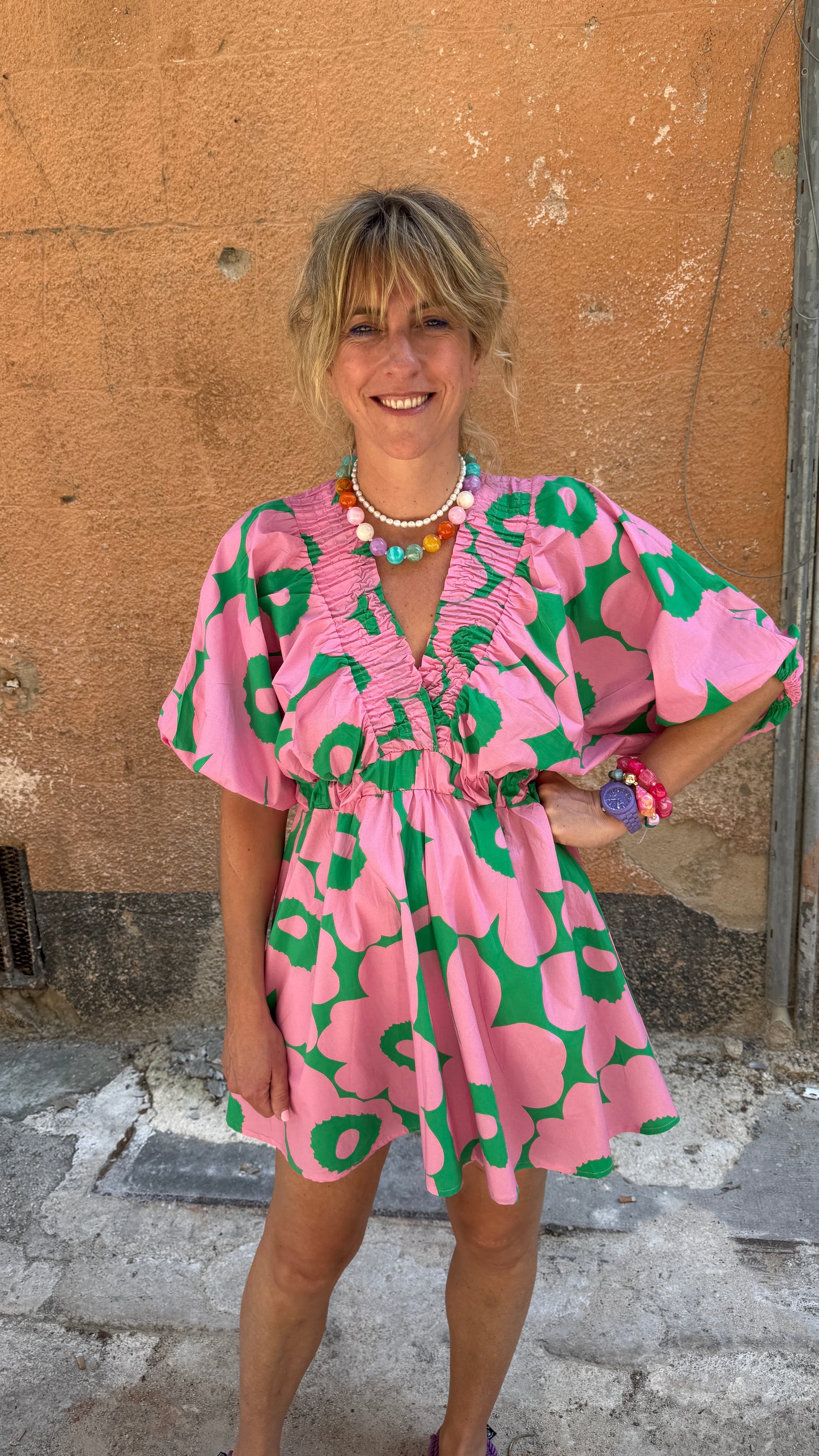 Robe Big Flowers verte