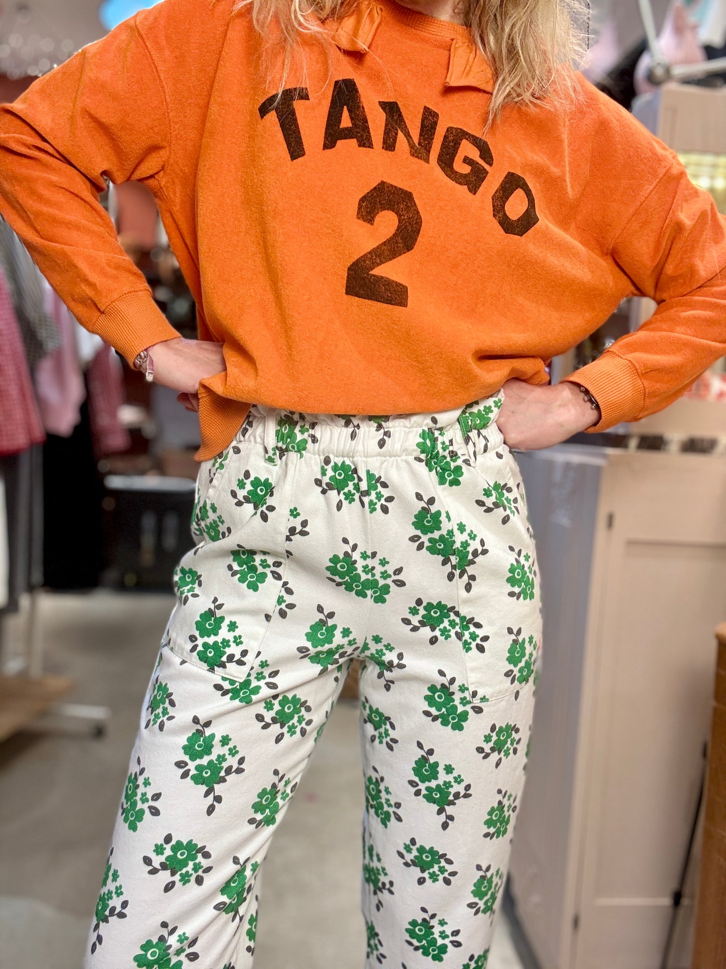 Pantalon Green Flowers