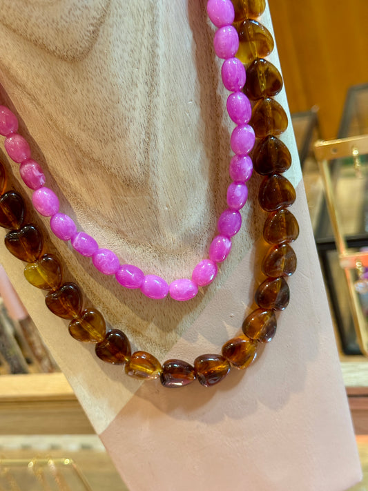 Collier Perles rose
