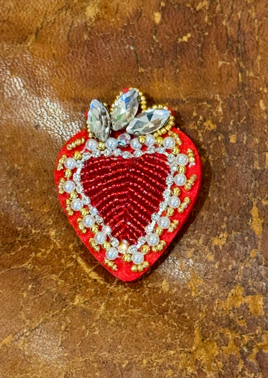 Broche Coeur sacré rouge