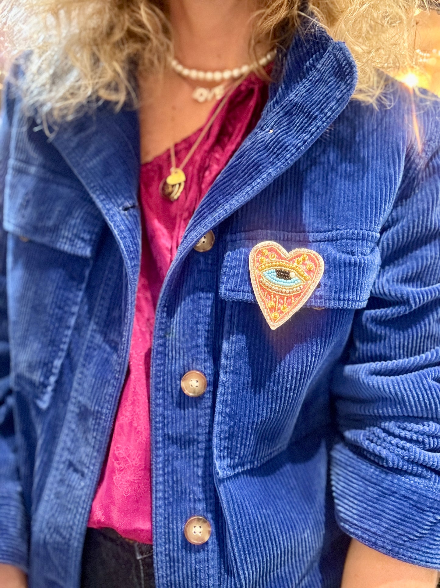 Broche Coeur Eye rose
