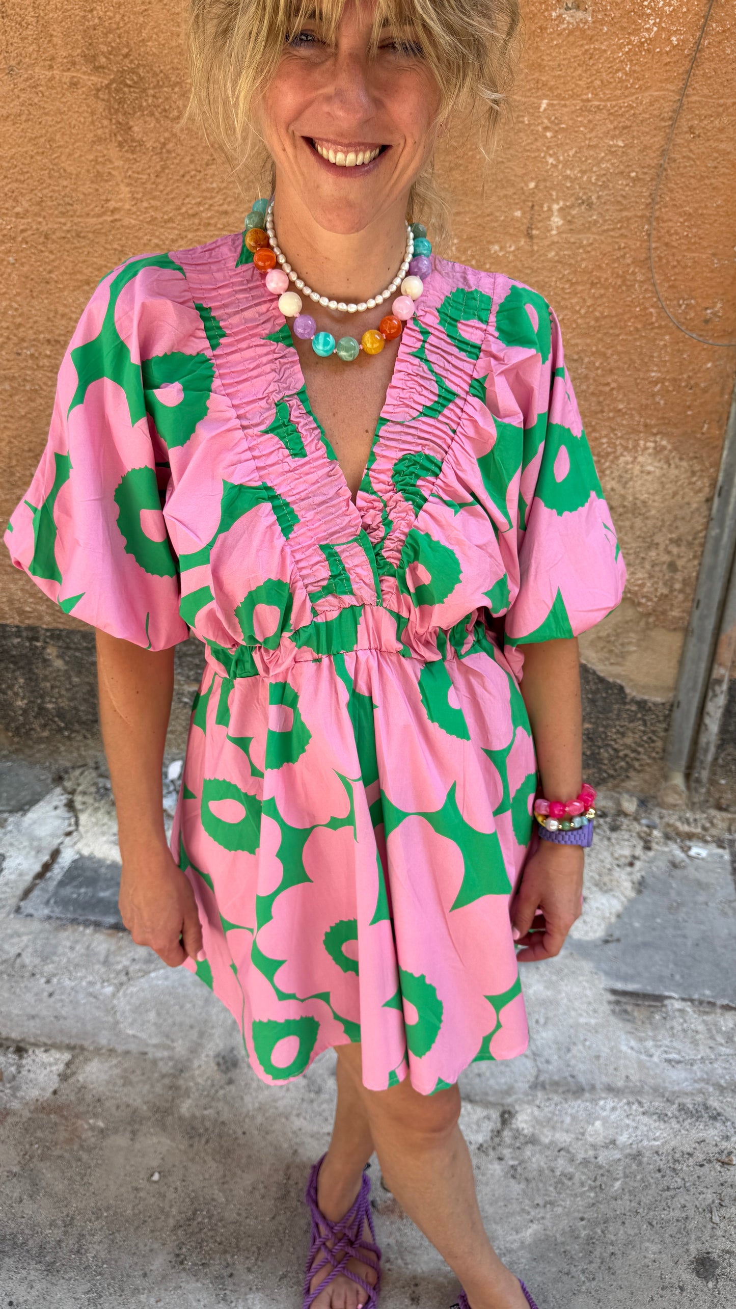 Robe Big Flowers verte