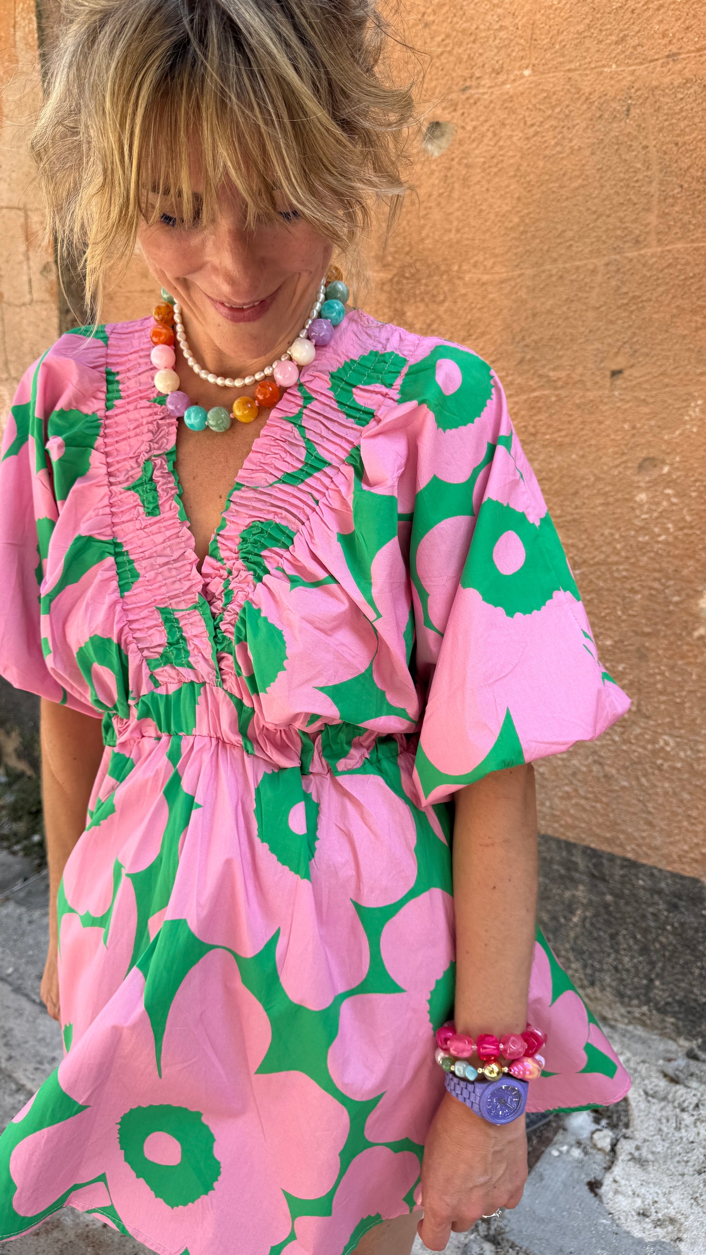 Robe Big Flowers verte