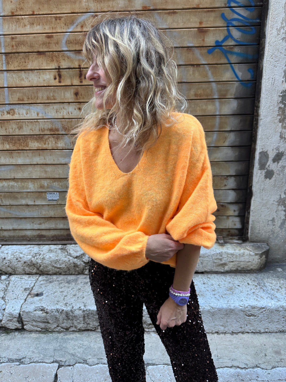Pull Montagné Orange