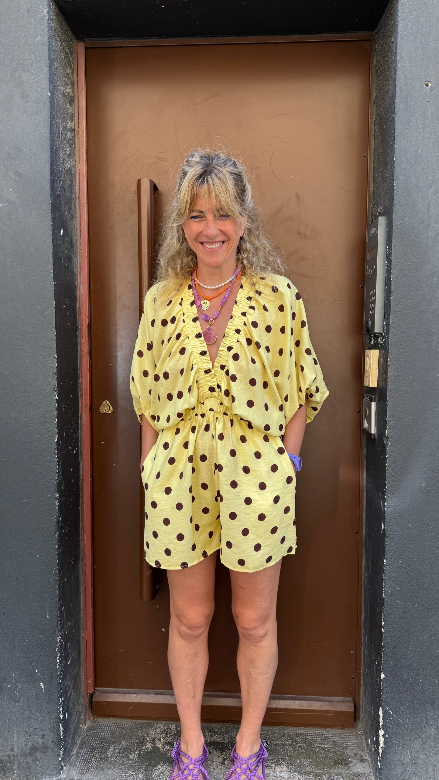 Combi short Fluffy jaune