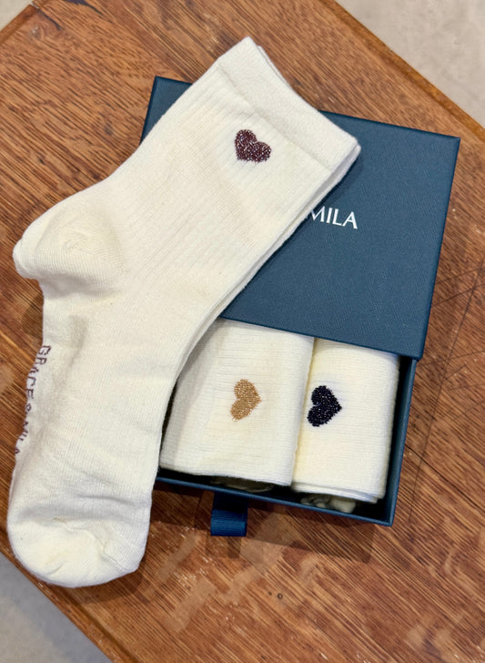 Boite 3 chaussettes coeurs