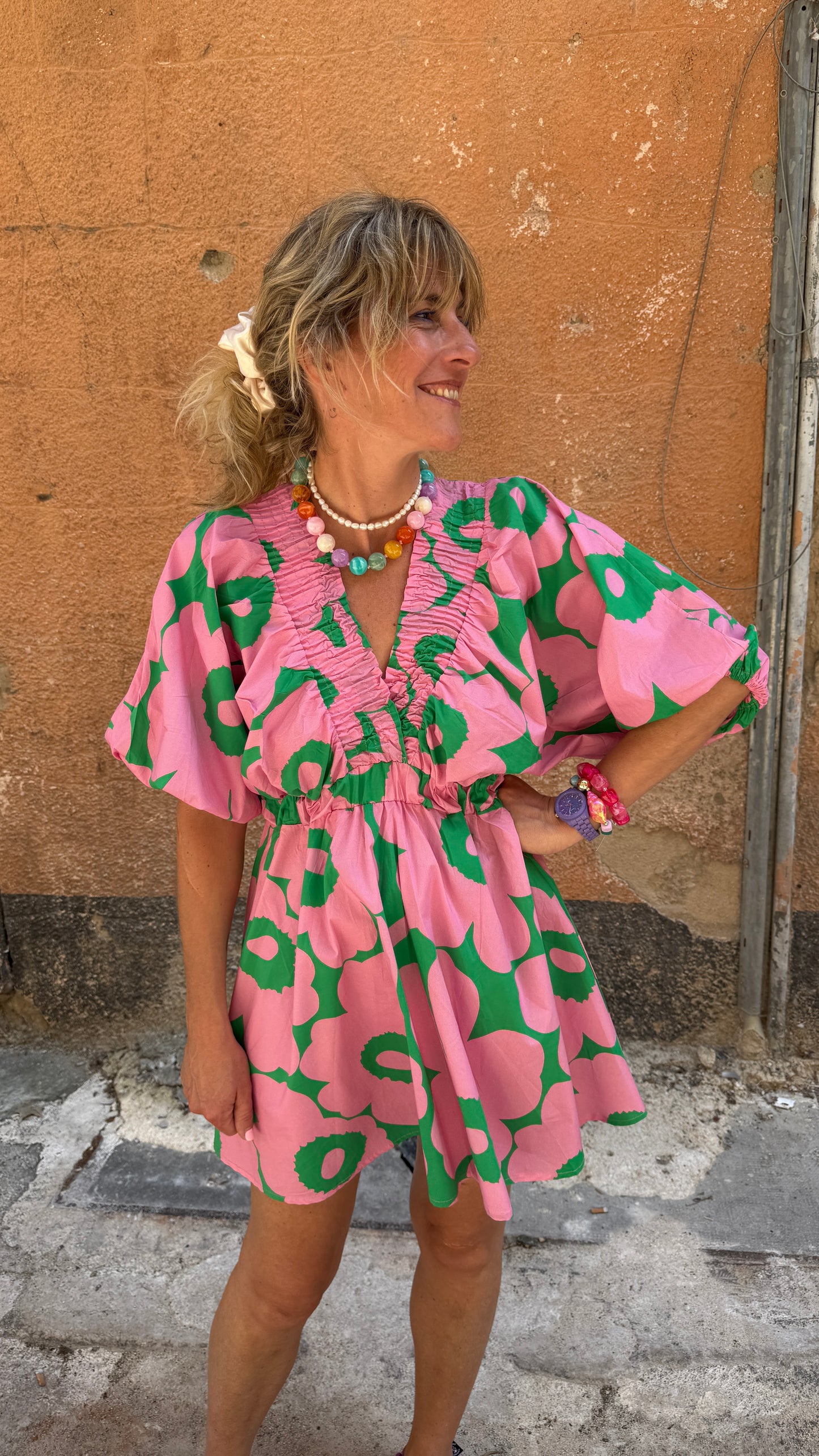 Robe Big Flowers verte