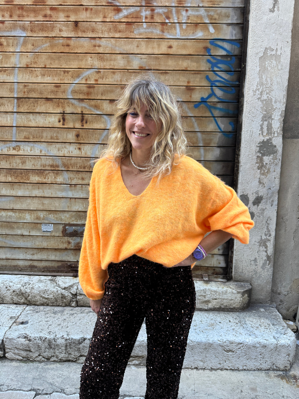 Pull Montagné Orange