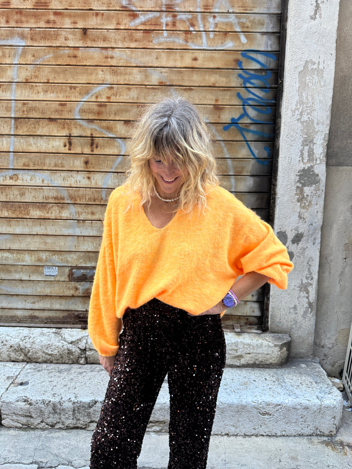 Pull Montagné Orange