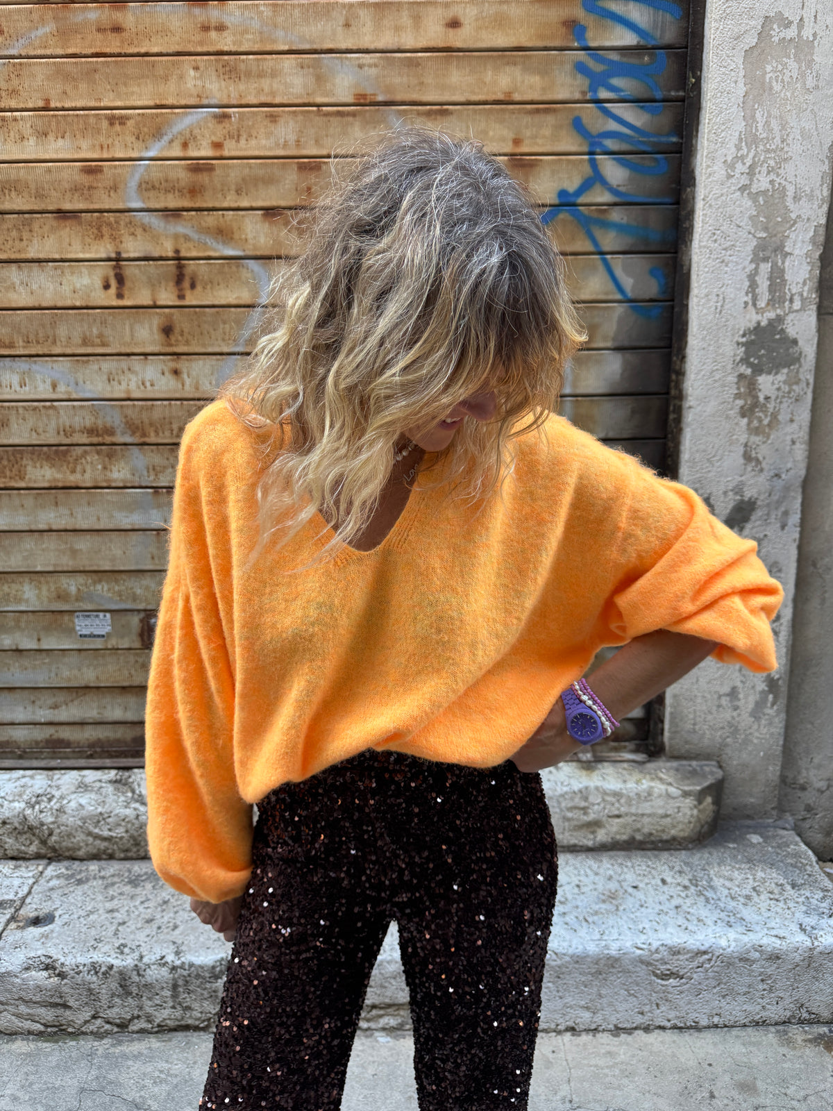 Pull Montagné Orange