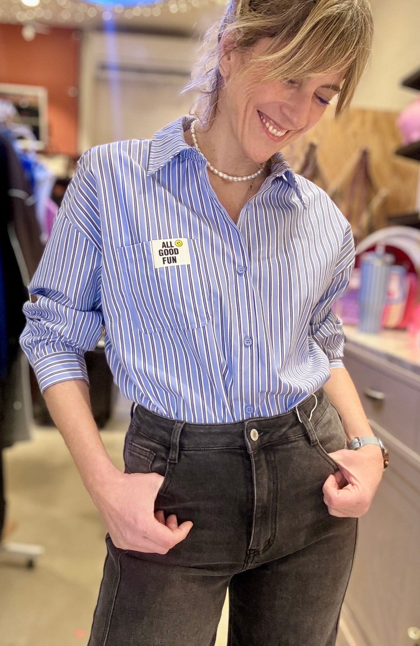 Chemise Good Fun bleue