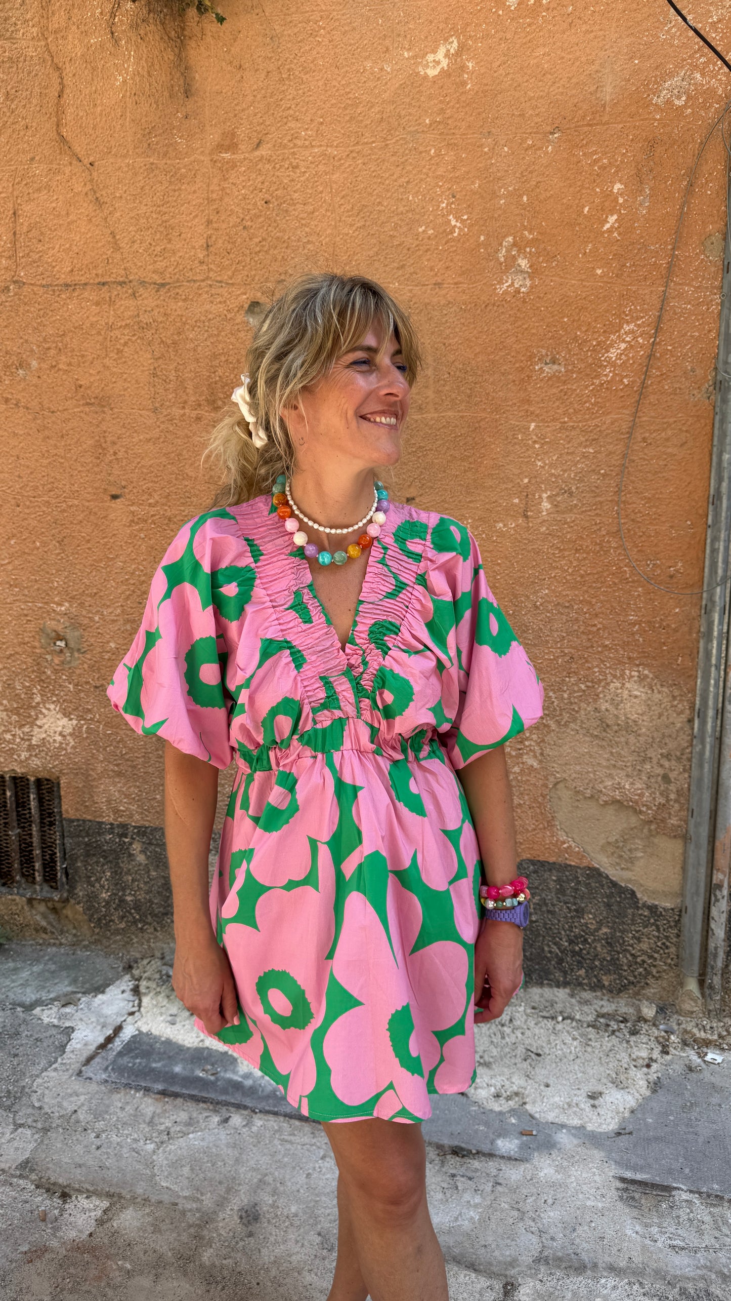 Robe Big Flowers verte