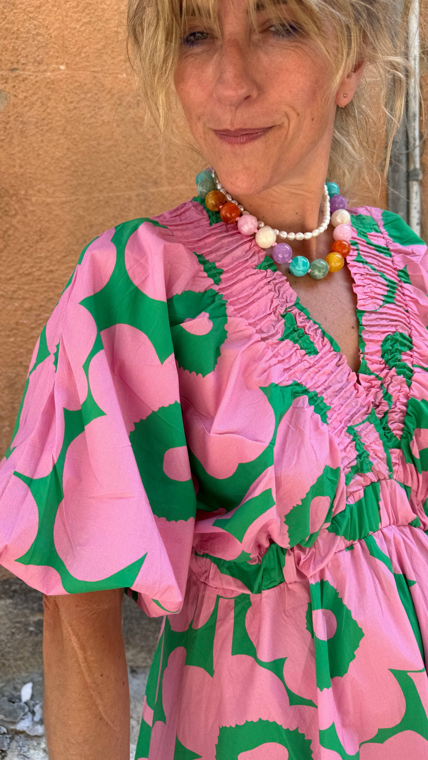 Robe Big Flowers verte