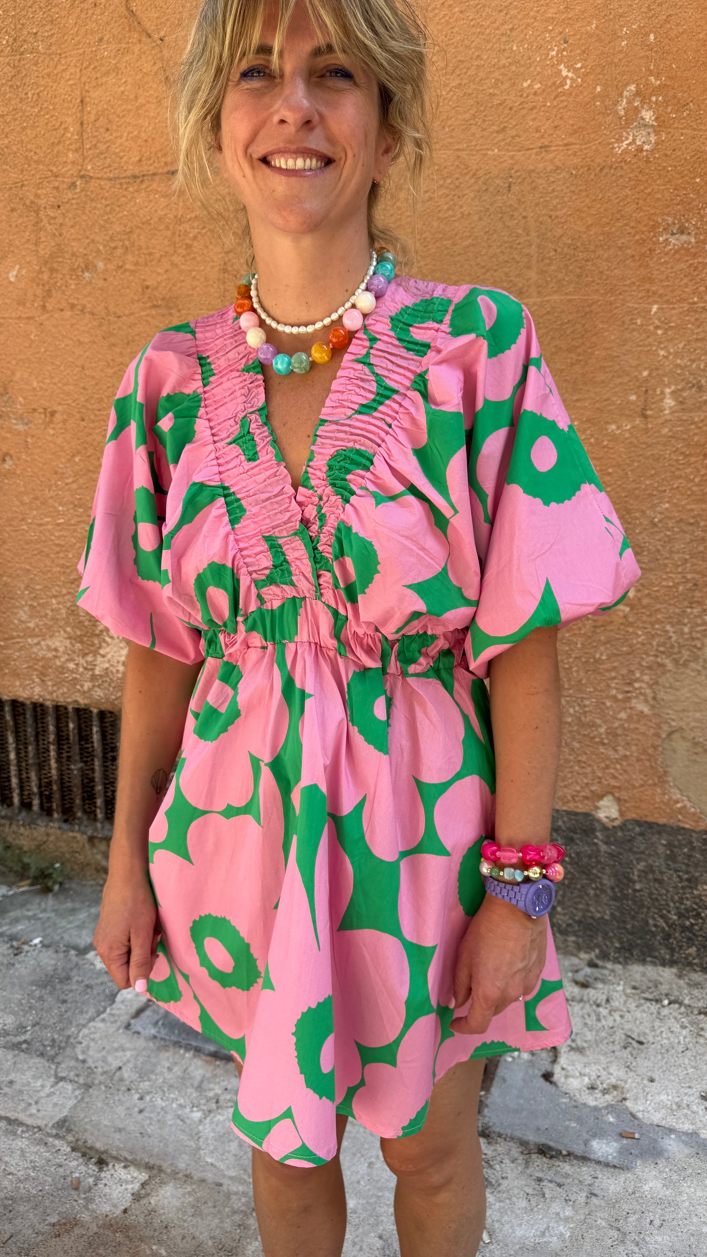 Robe Big Flowers verte