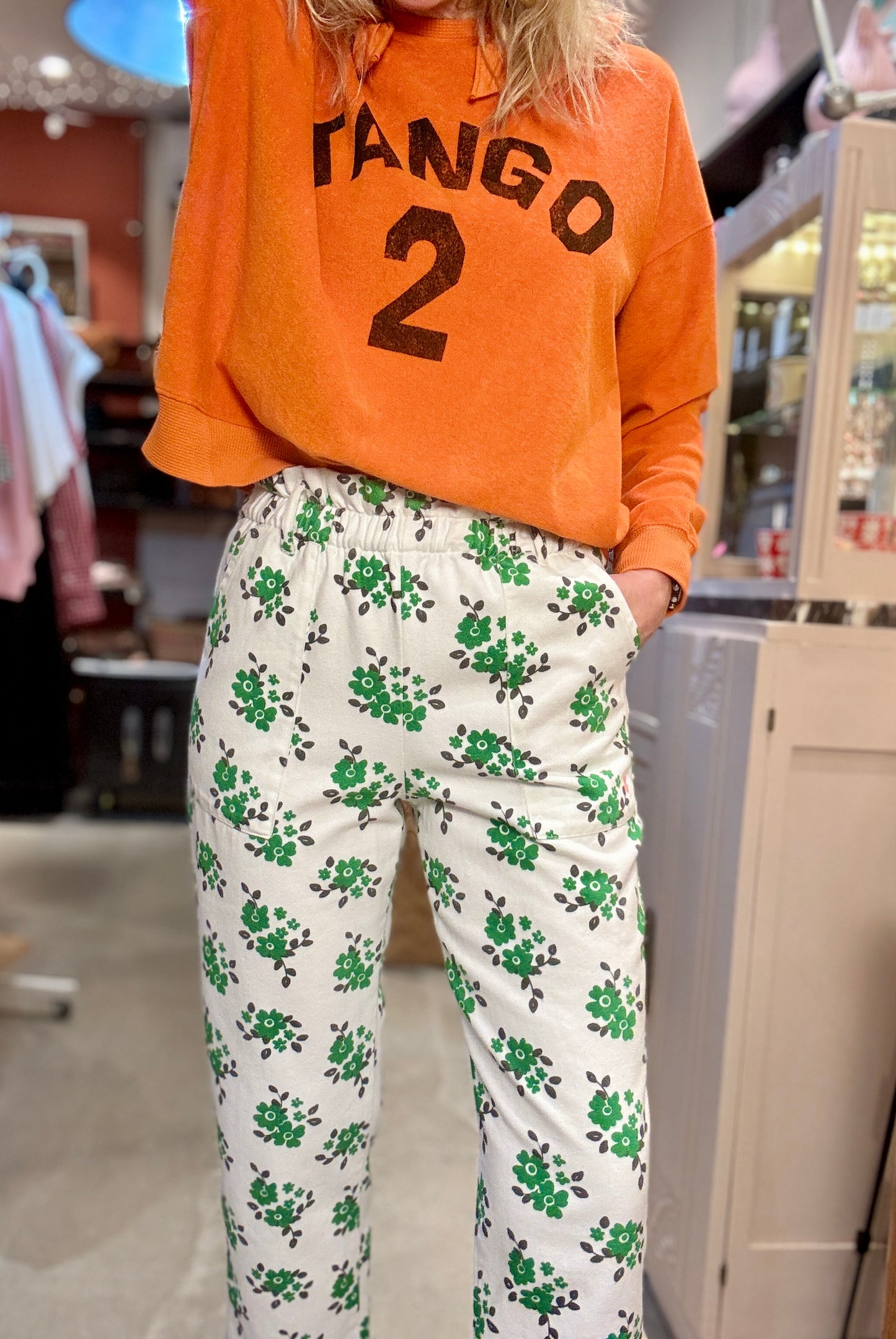 Pantalon Green Flowers