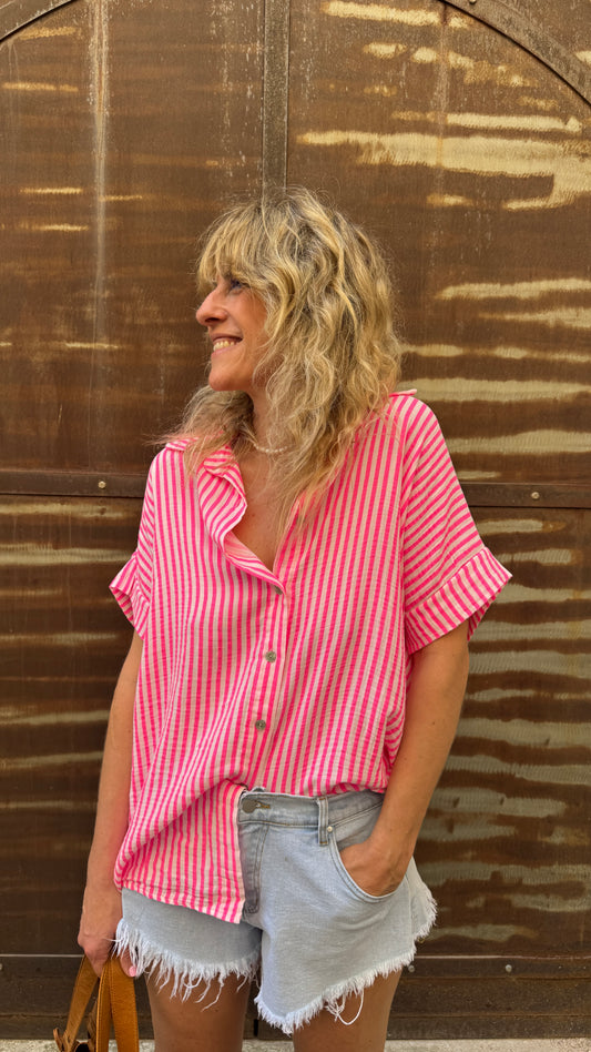 Chemise Line fluo rose