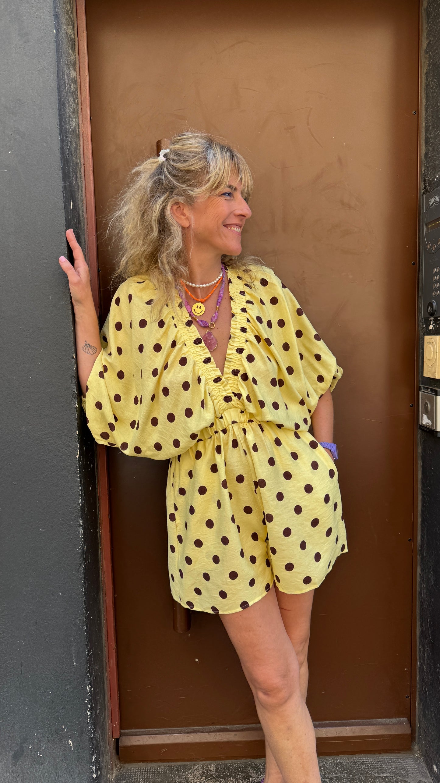 Combi short Fluffy jaune