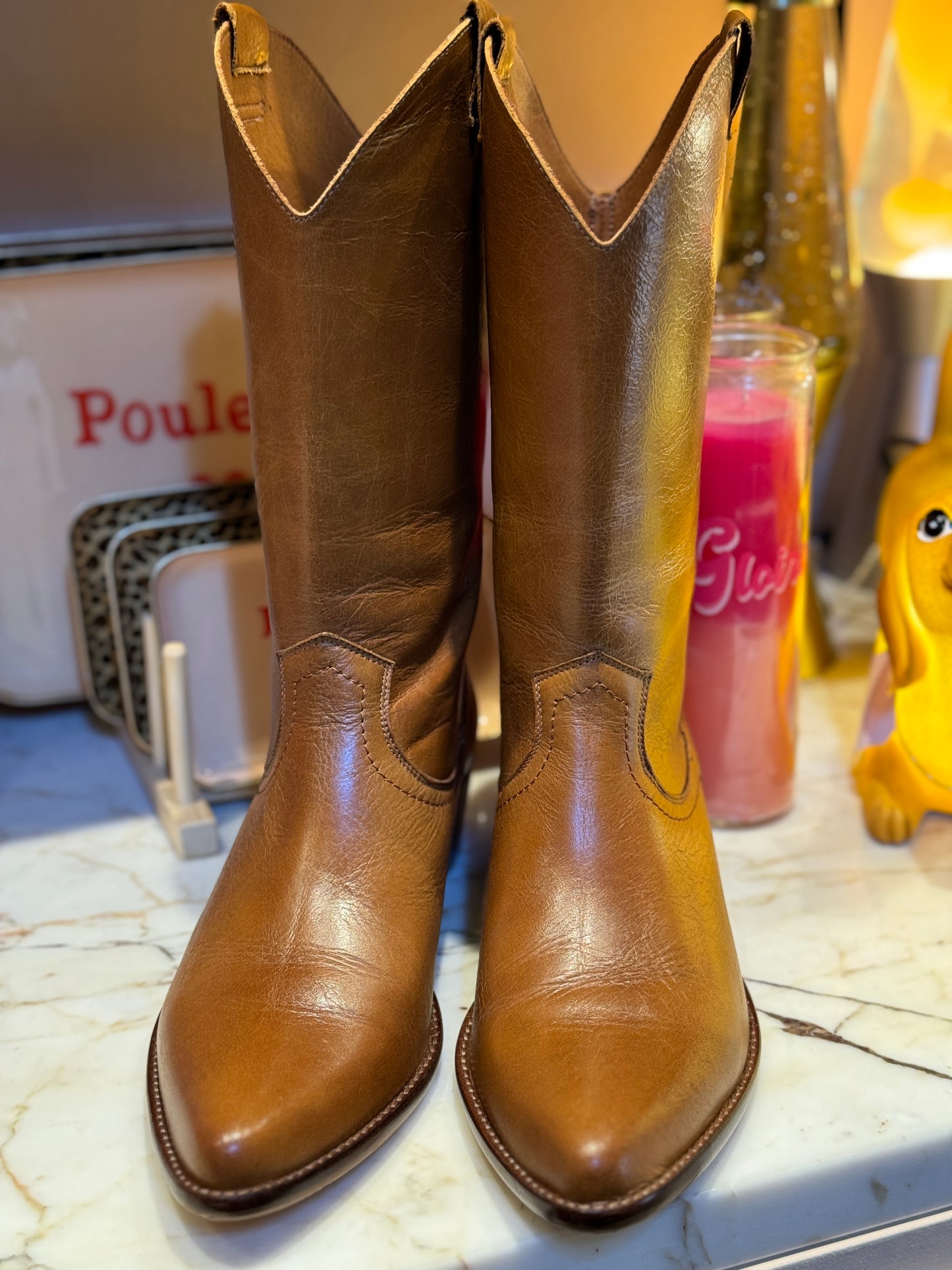 Bottes Texas cognac