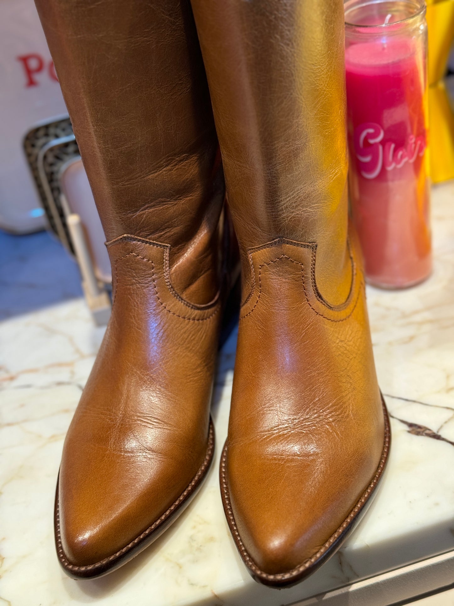 Bottes Texas cognac