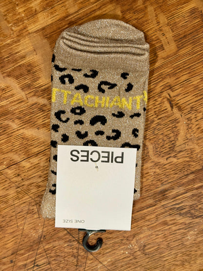 Chaussette à paillettes léopard à message