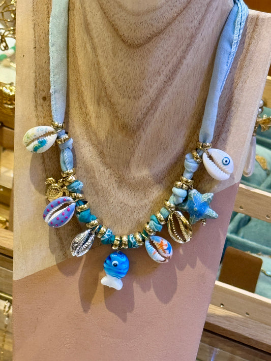 Collier Fish bleu