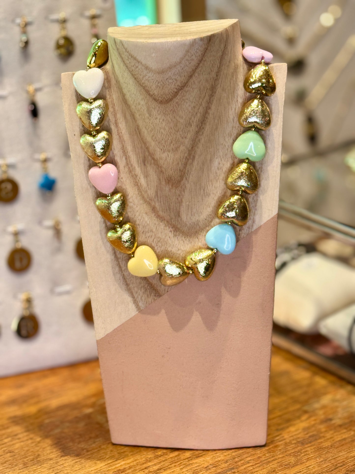 Collier Coeur émail multico