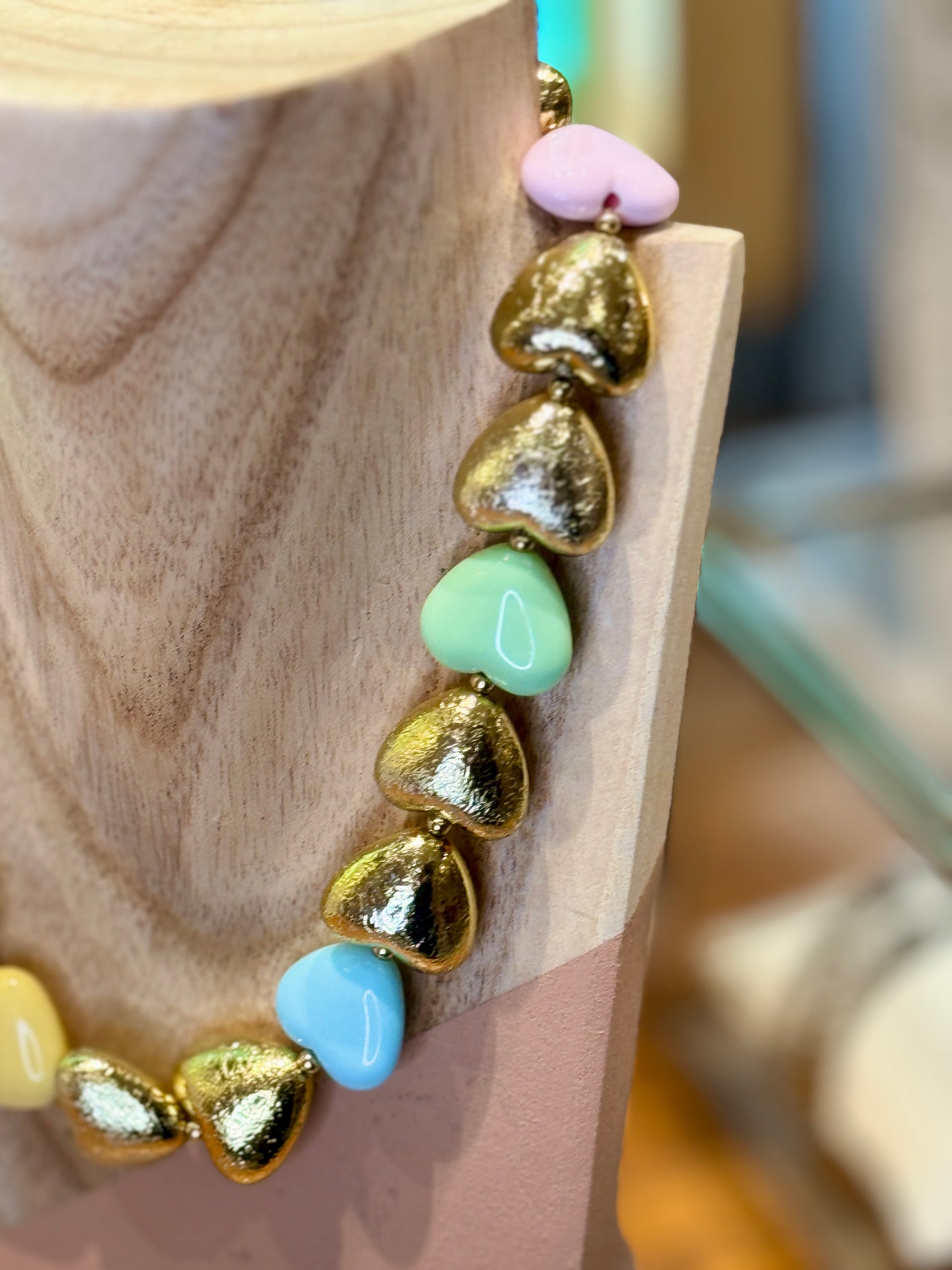 Collier Coeur émail multico
