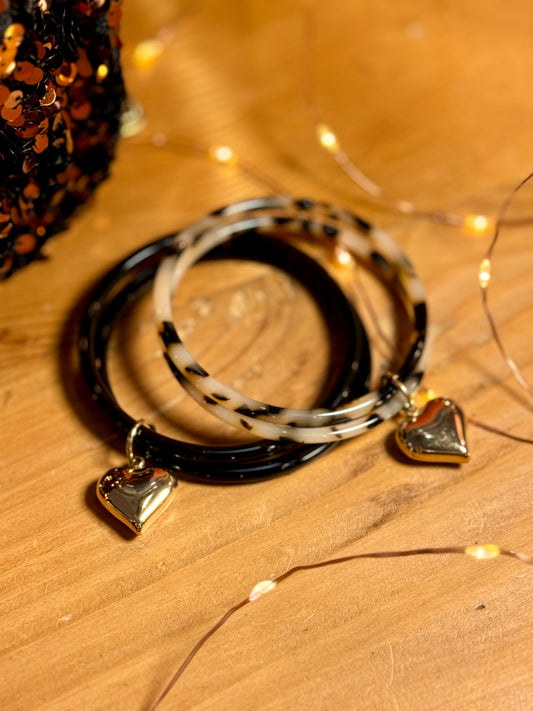 Bracelet Double Acétate Coeur