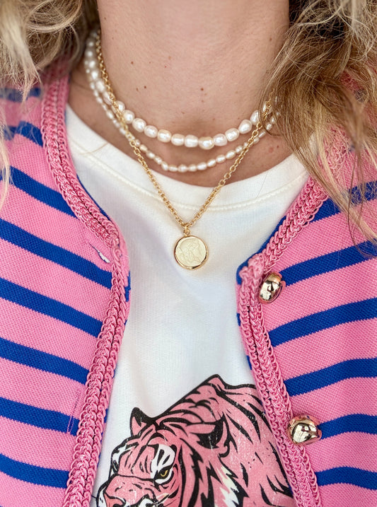Collier Medaille beige