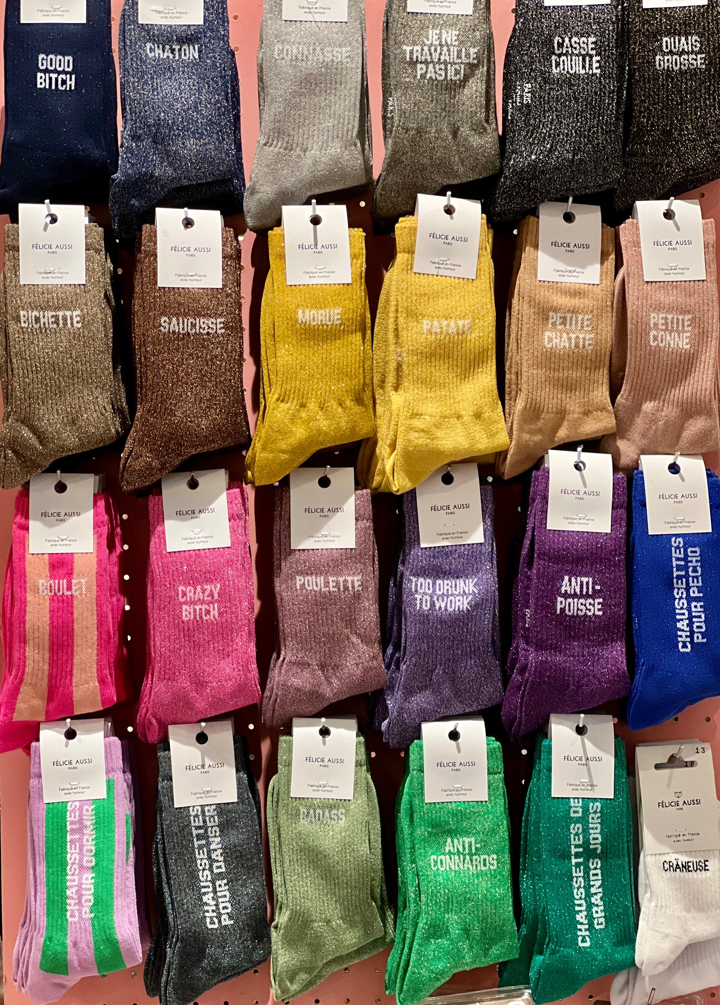 La chaussette paillettes à mots doux