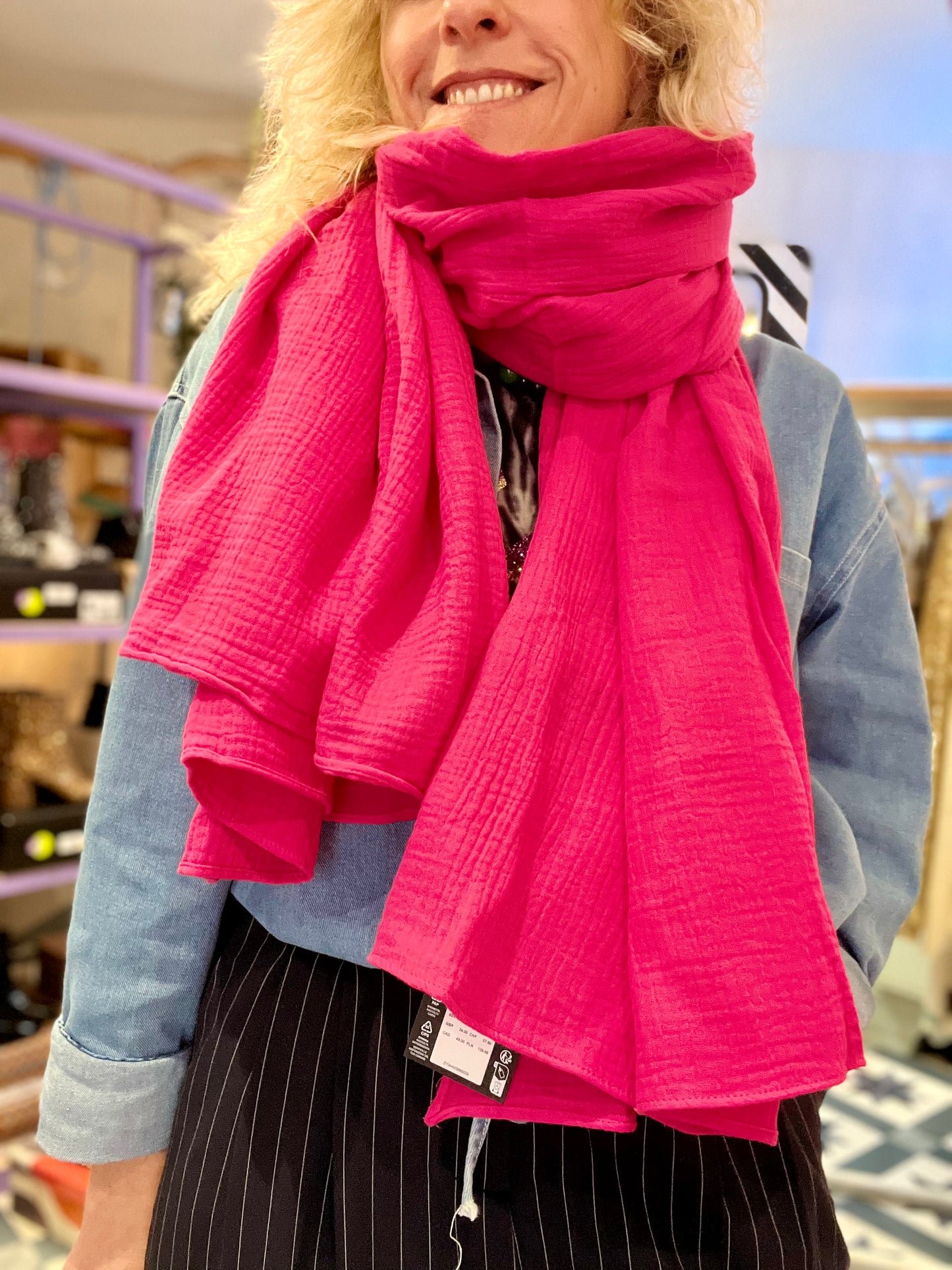Etole Casimir en gaze de coton fushia