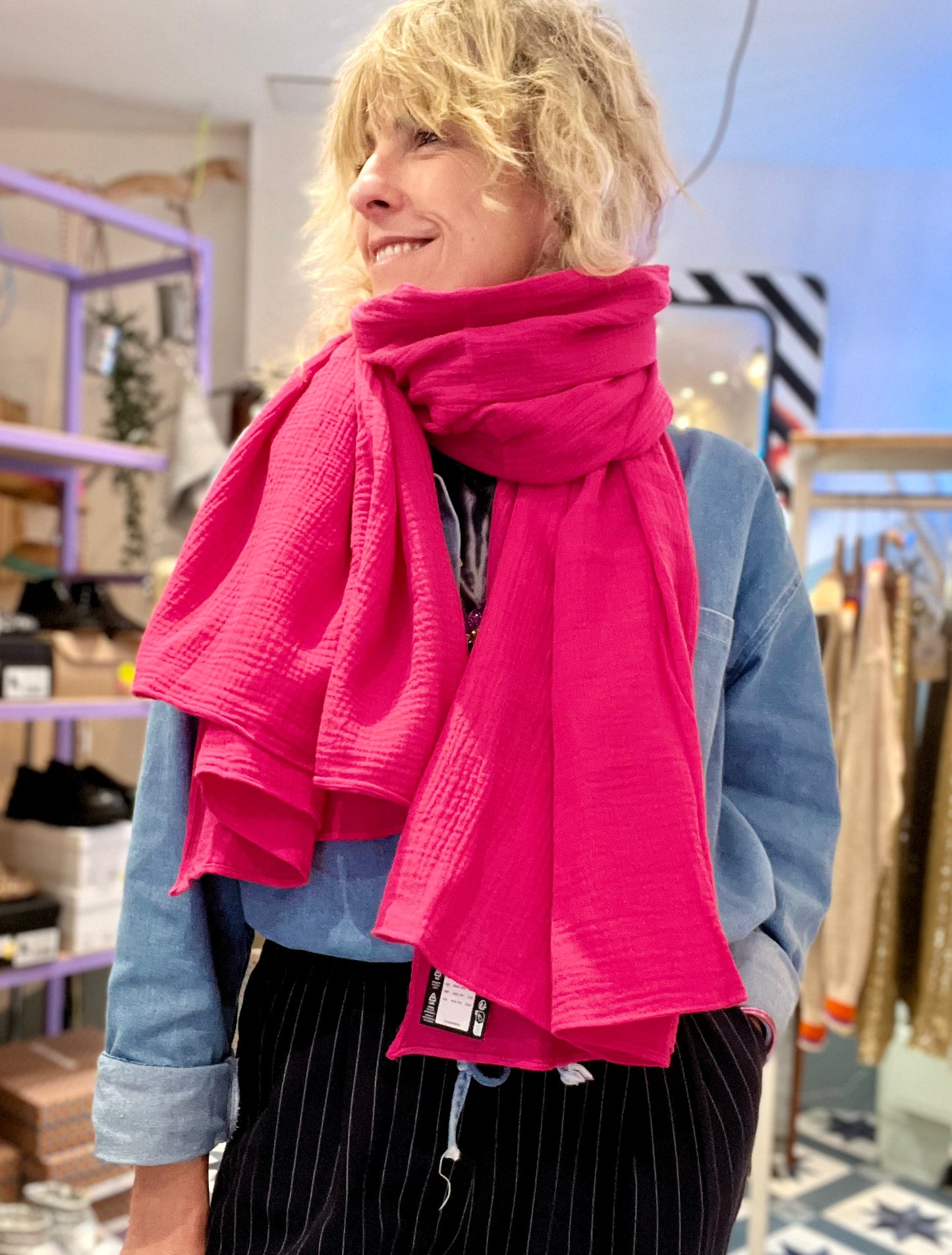 Etole Casimir en gaze de coton fushia