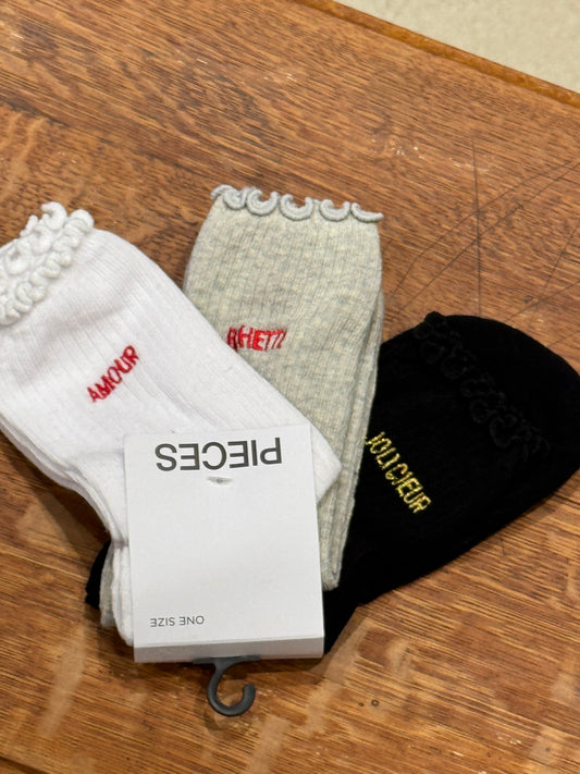 Trio de chaussettes côtelées